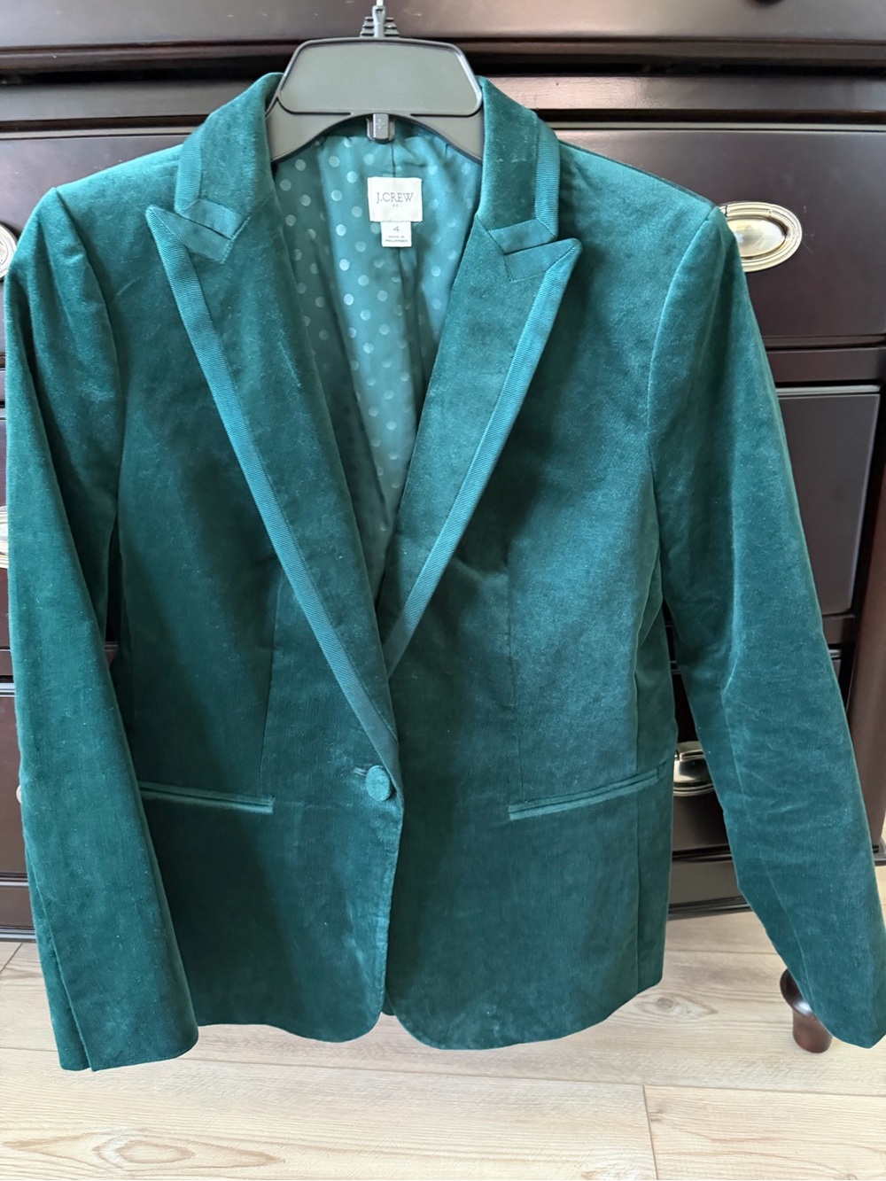 J. Crew Deep Teal Velvet Single-Button Blazer